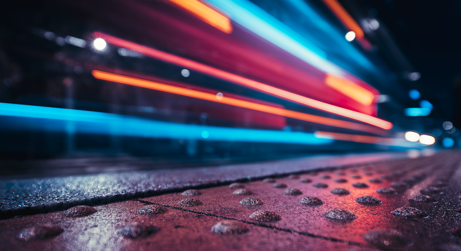 Trailing lights in a tunnel