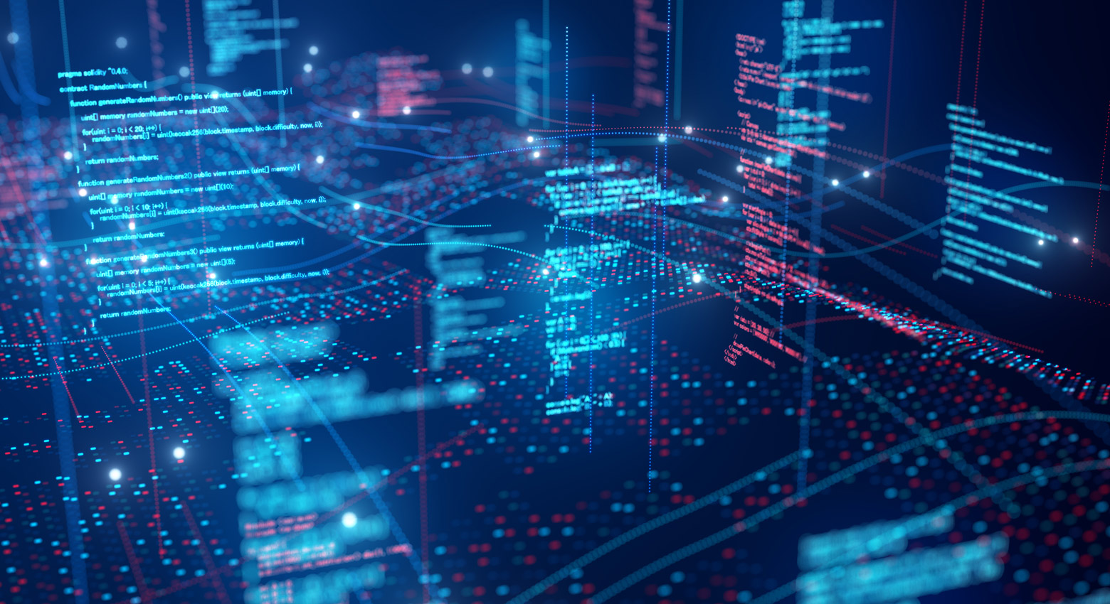 Digital data visualization in blue