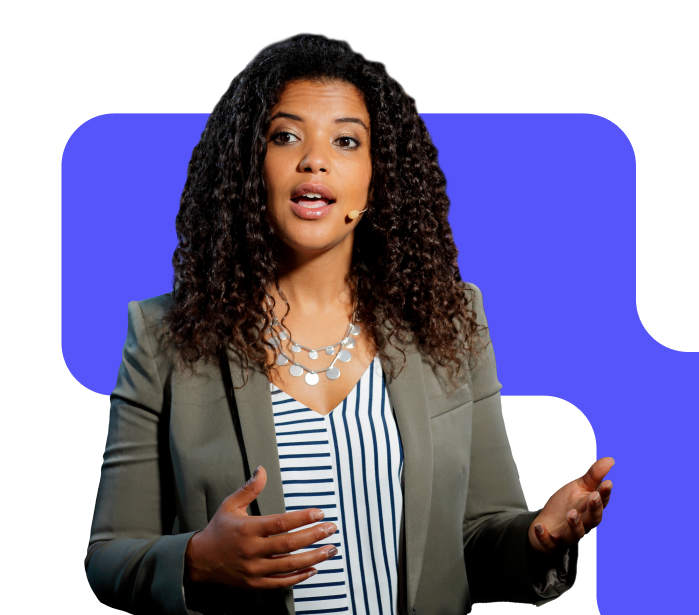 Woman presenting to the public.