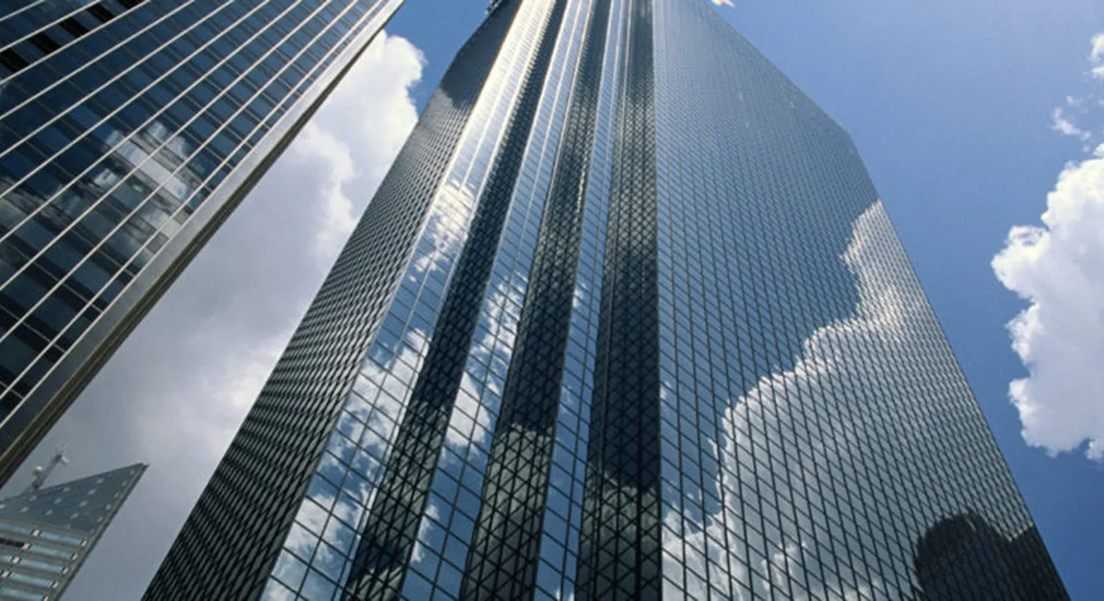 View of skyscrapers and sky from below 